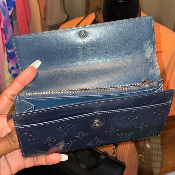 Louis Vuitton Blue Monogram Vernis Sarah Wallet Porte Tresor - Picture 7 of 9